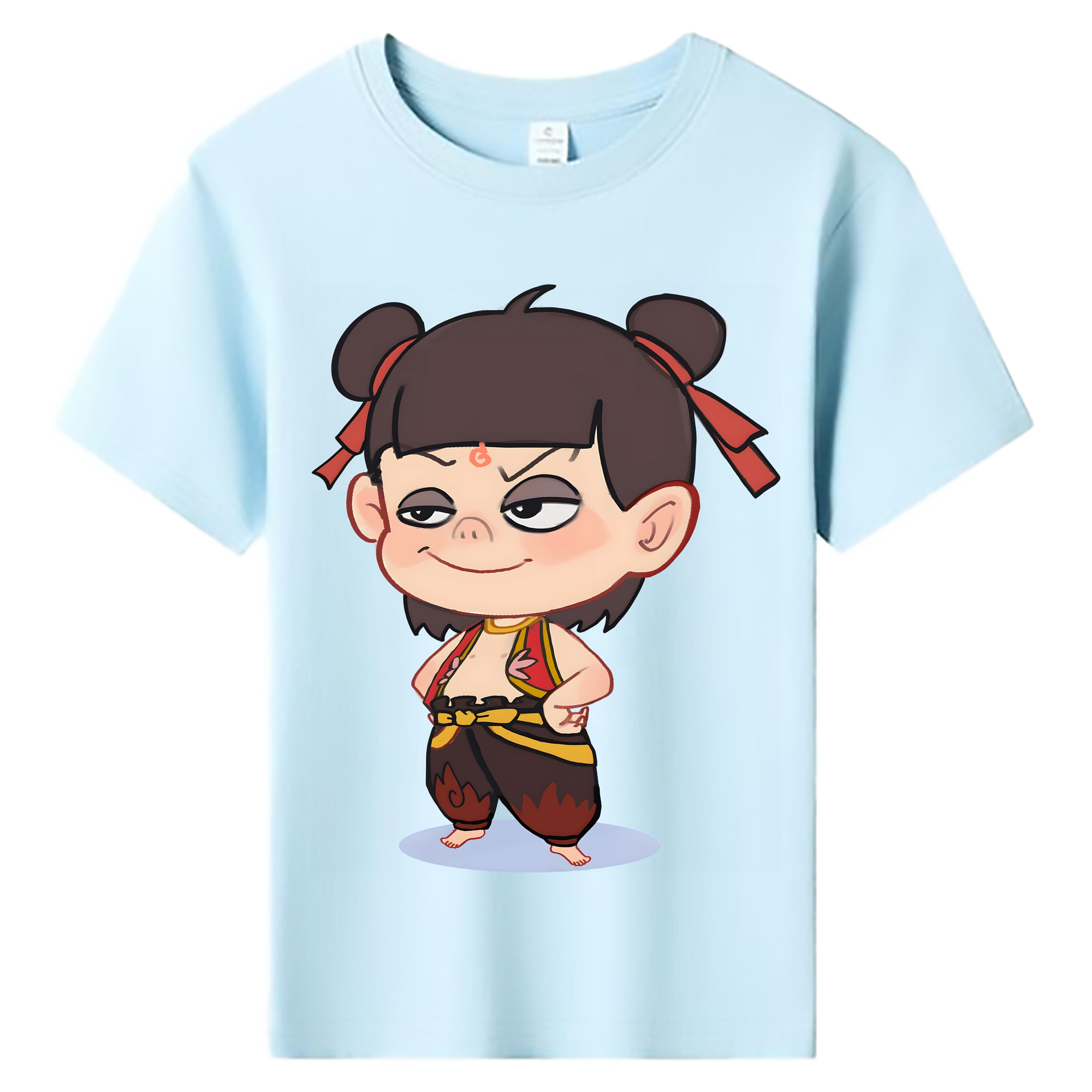 （画像用） Ne Zha 2 ナタ 魔童の大暴れ 綿100％キッズTシャツ（フロントプリント）